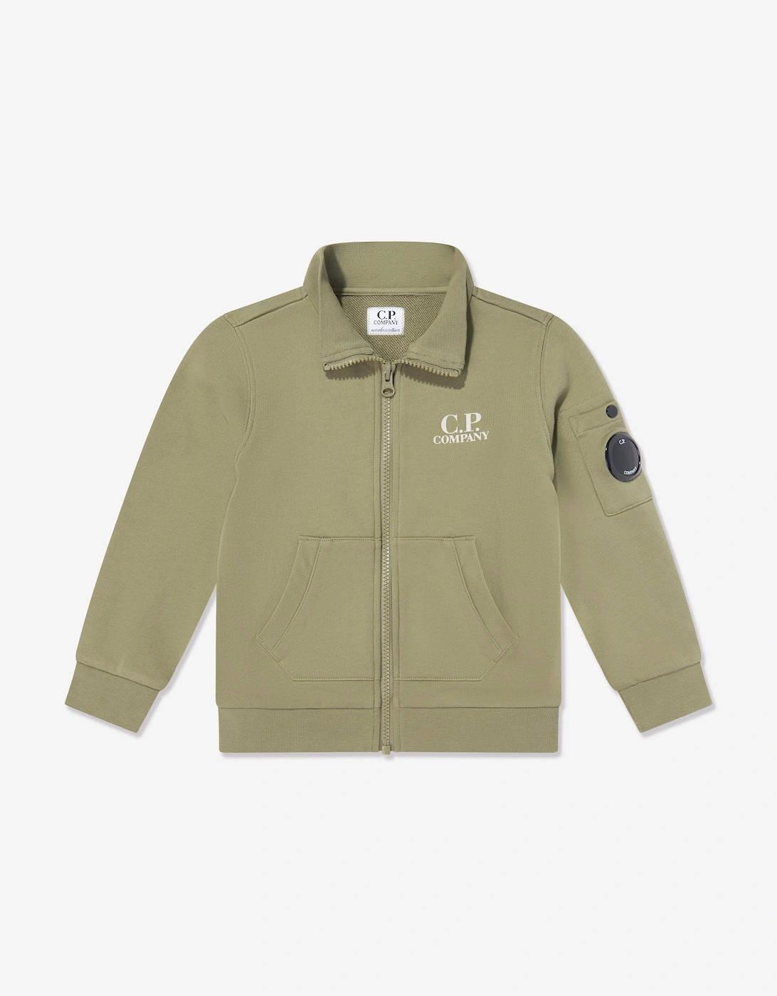C.P. Company Boys Diagonal Fleece Tracksuit in Green
