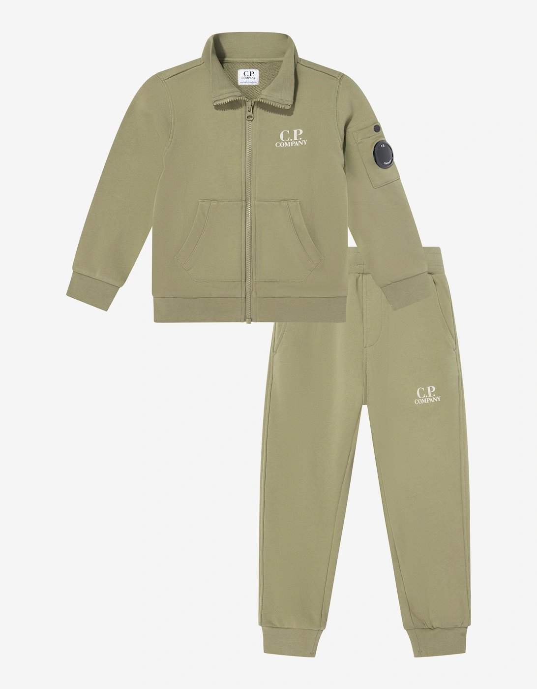 C.P. Company Boys Diagonal Fleece Tracksuit in Green, 6 of 5