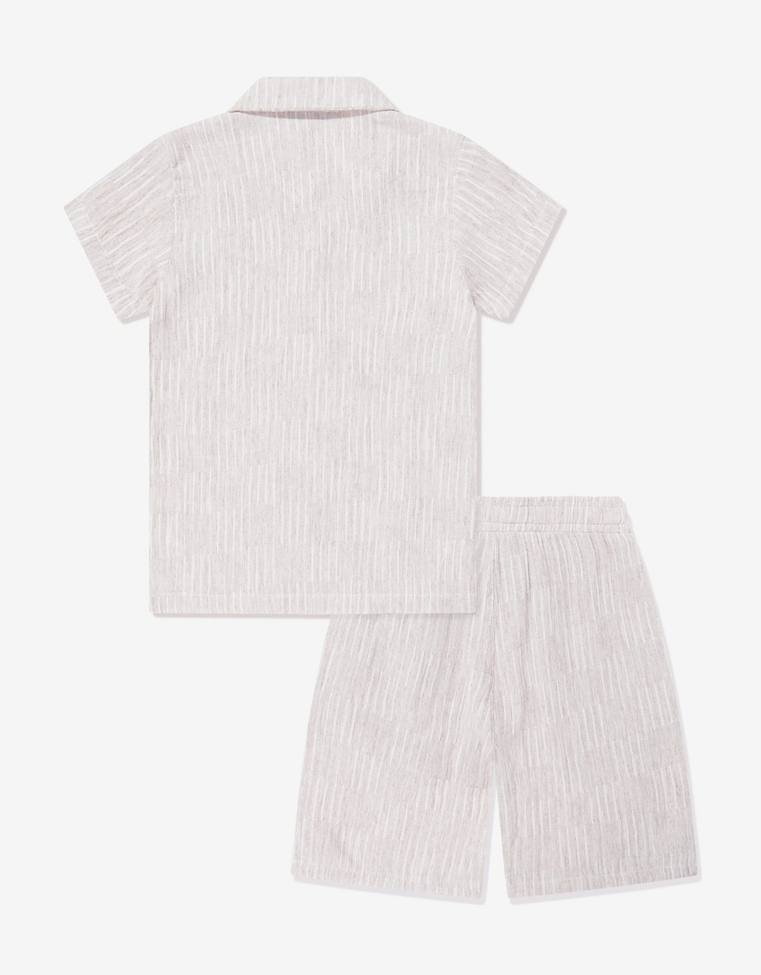 Bel-Air Boys Striped Shirt and Shorts Set in Beige