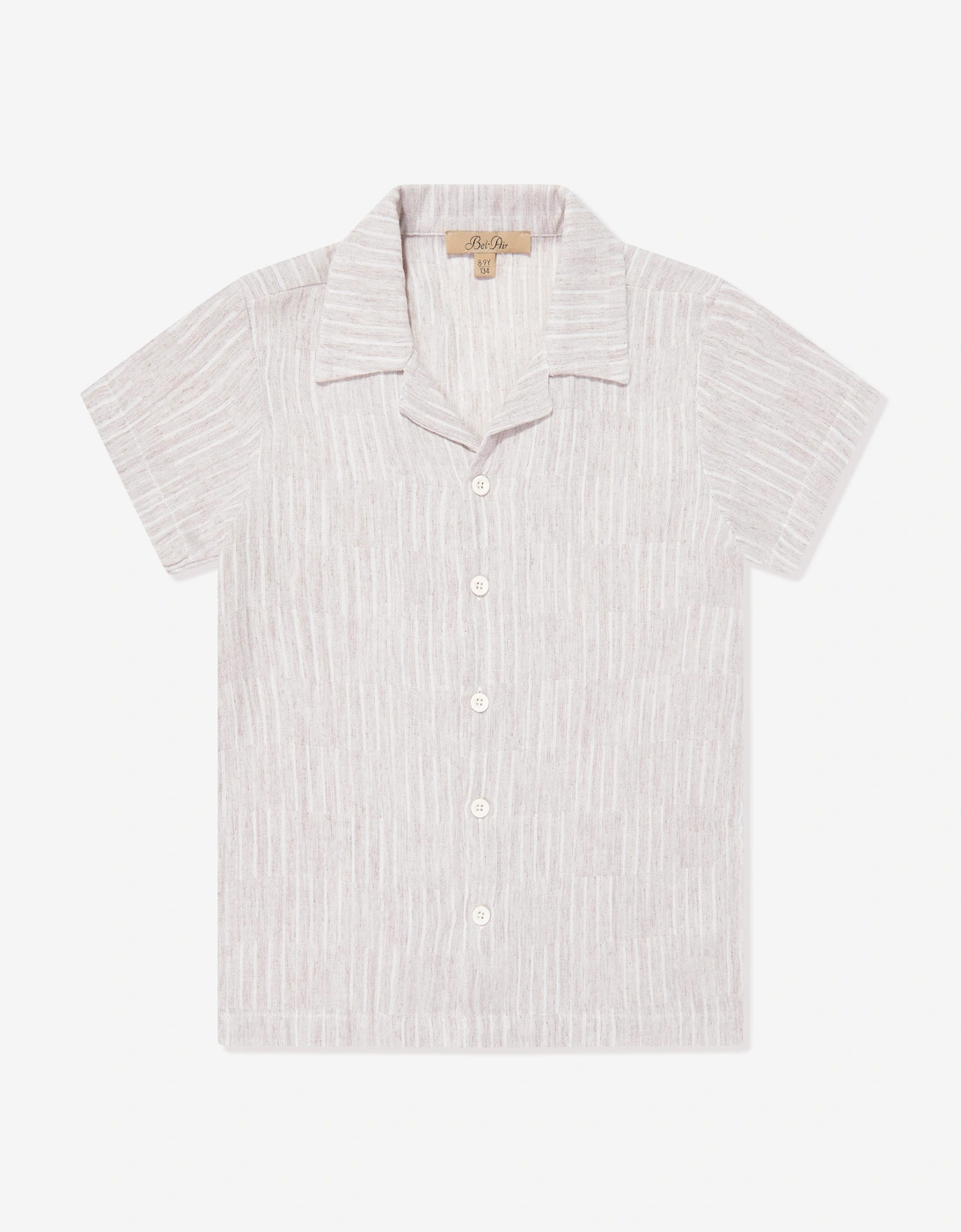 Bel-Air Boys Striped Shirt and Shorts Set in Beige
