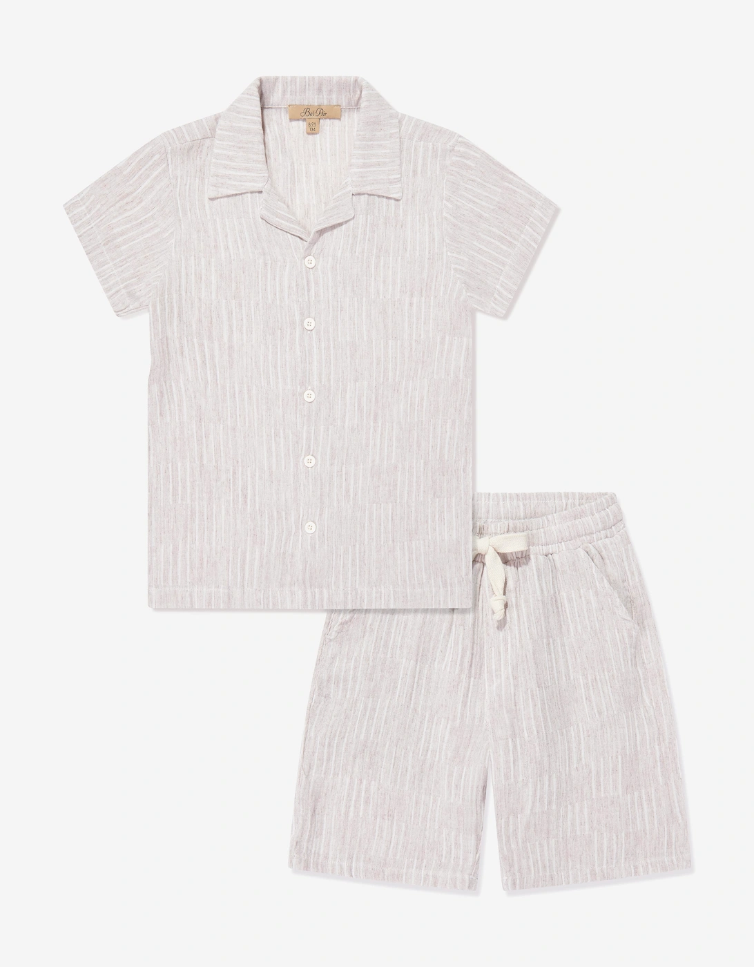 Bel-Air Boys Striped Shirt and Shorts Set in Beige, 6 of 5