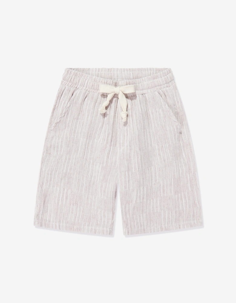 Bel-Air Boys Striped Shirt and Shorts Set in Beige