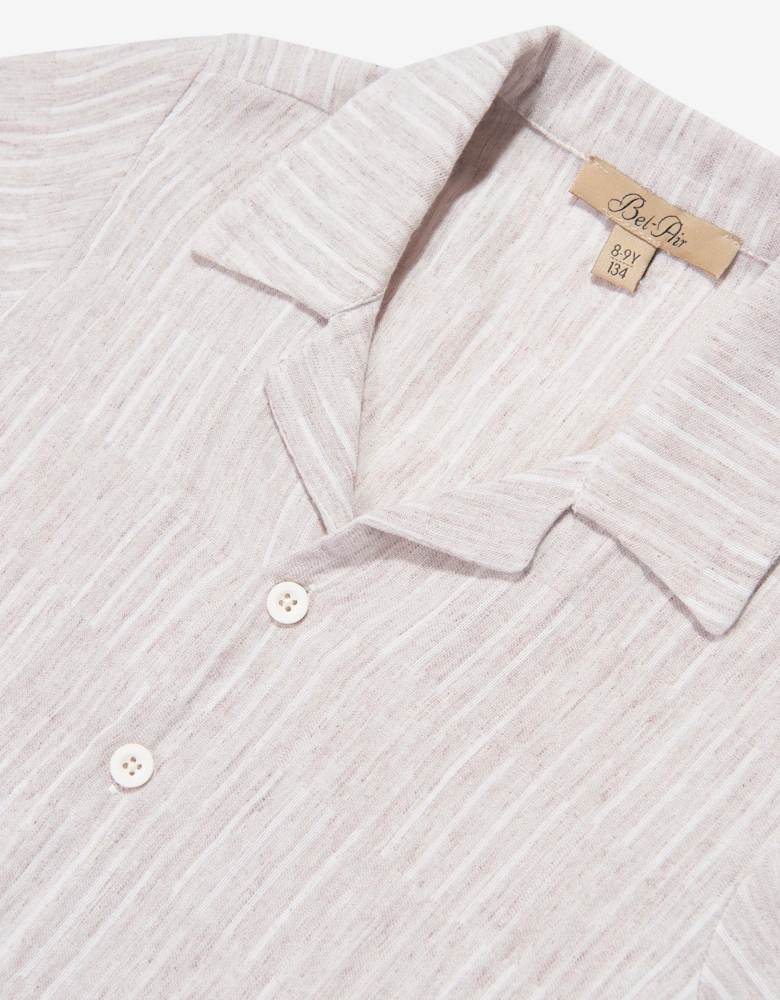 Bel-Air Boys Striped Shirt and Shorts Set in Beige
