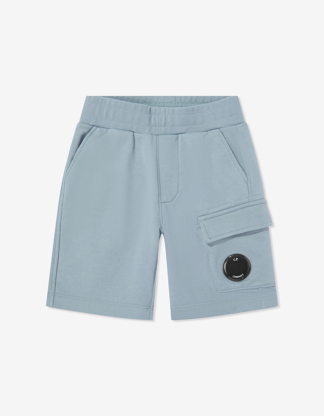 C.P. Company Boys Diagonal Fleece Cargo Lens Sweat Shorts in Blue, 5 of 4