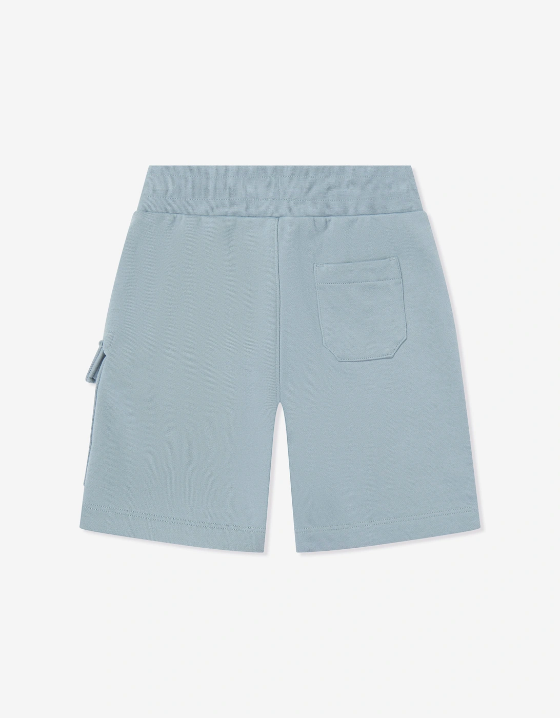 C.P. Company Boys Diagonal Fleece Cargo Lens Sweat Shorts in Blue