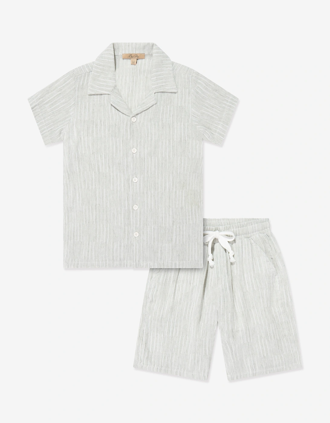 Bel-Air Boys Striped Shirt and Shorts Set in Green, 6 of 5