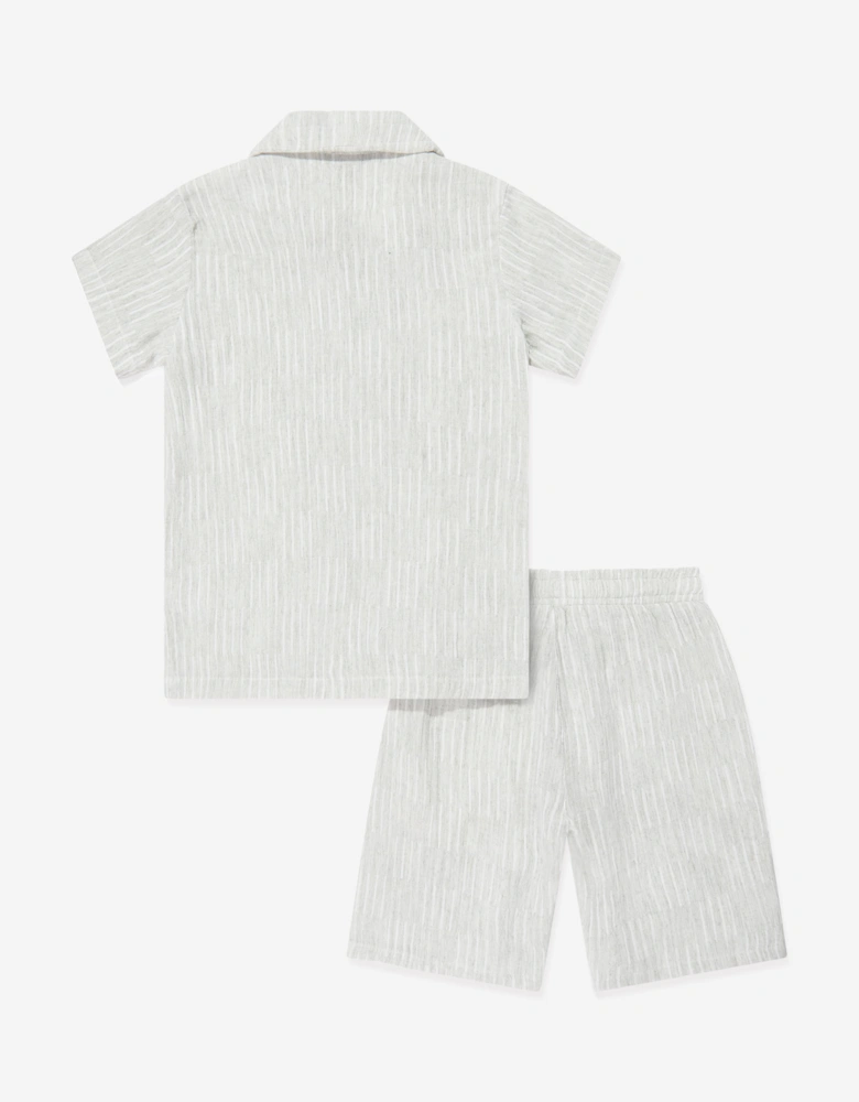 Bel-Air Boys Striped Shirt and Shorts Set in Green