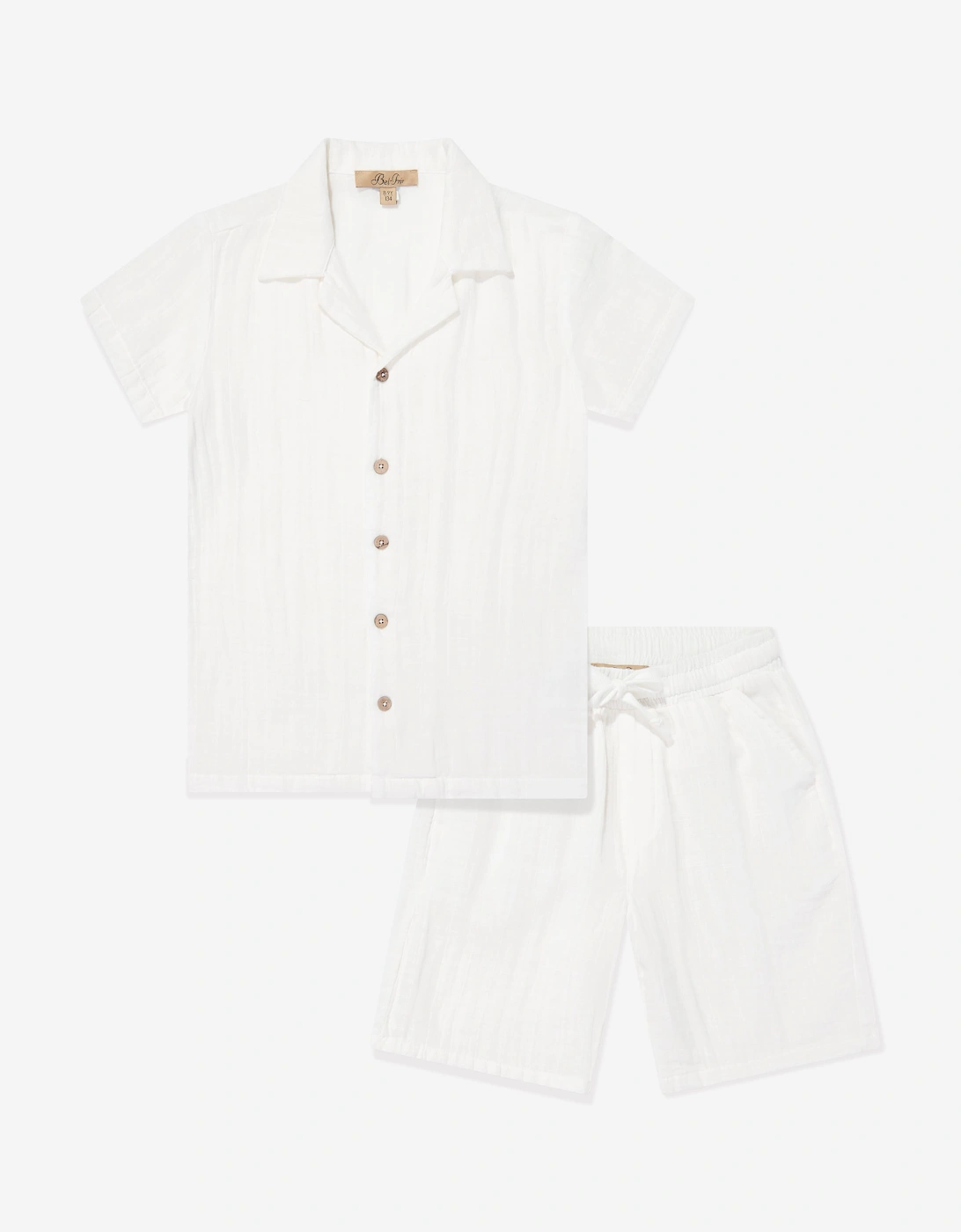 Bel-Air Boys Cotton Shirt and Shorts Set in Ivory, 6 of 5