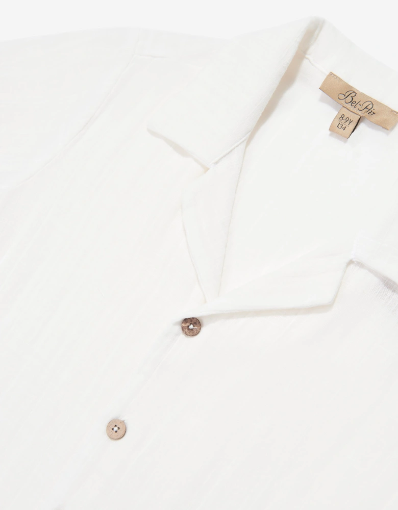 Bel-Air Boys Cotton Shirt and Shorts Set in Ivory