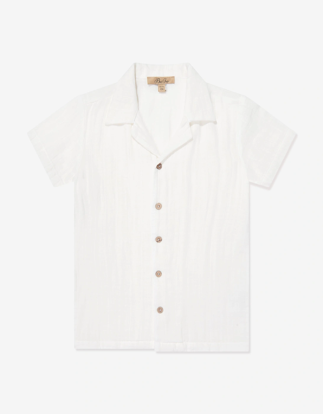 Bel-Air Boys Cotton Shirt and Shorts Set in Ivory
