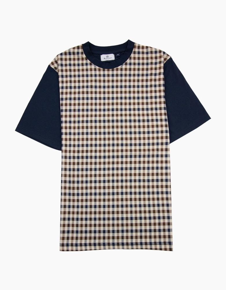 Aquascutum Active Side Club Check T Shirt Navy
