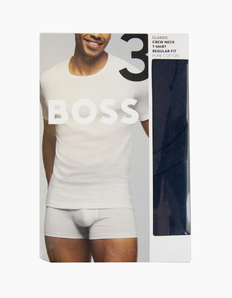 Hugo Boss 3pack Embroidered Logo T Shirt Blk Grey Navy