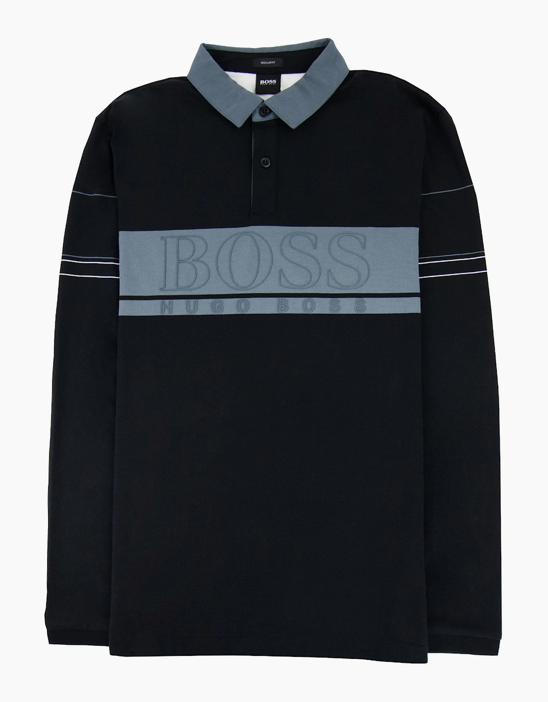 Hugo Boss Plisy 1 Block Logo Long Sleeve Polo Black 001, 5 of 4
