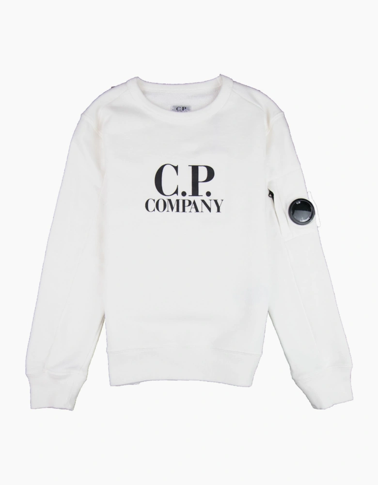 CP Company Undersixteen Basic Lens Crewneck Sweatshirt White 103