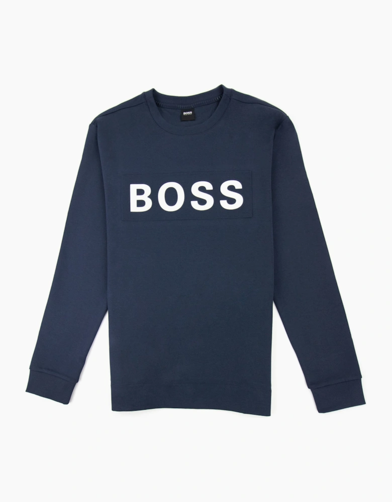 Hugo Boss Salbo 1 Printed Logo Sweatshirt Navy 410