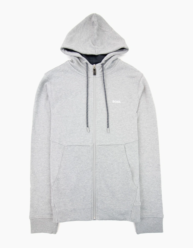 Hugo Boss Saggy Embroidered Contrast Logo Zip Up Sweatshirt Grey 059