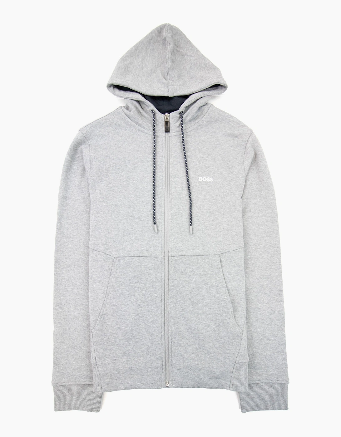 Hugo Boss Saggy Embroidered Contrast Logo Zip Up Sweatshirt Grey 059