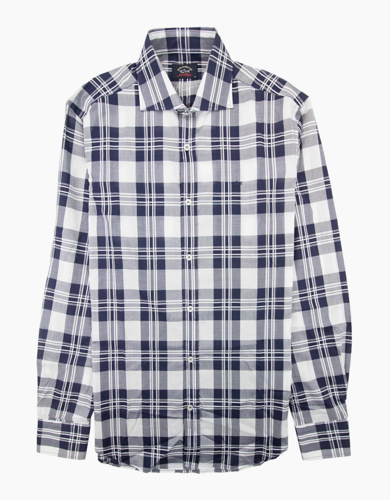 Paul And Shark Cotton Twill Sport Shirt Blue Tartan