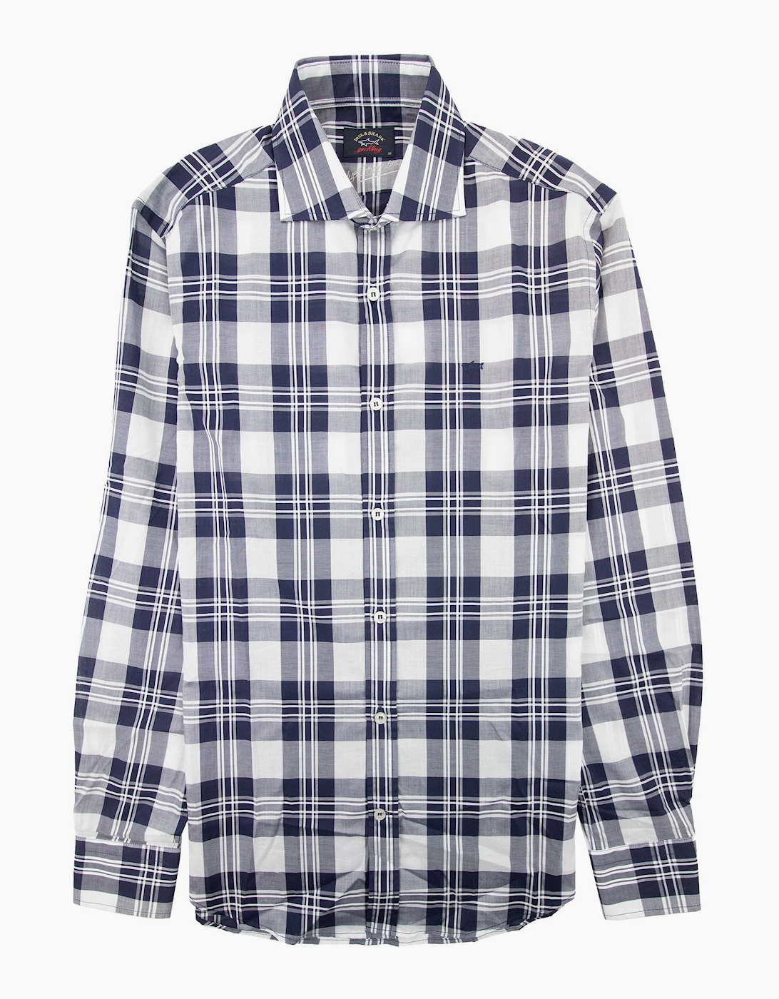 Paul And Shark Cotton Twill Sport Shirt Blue Tartan