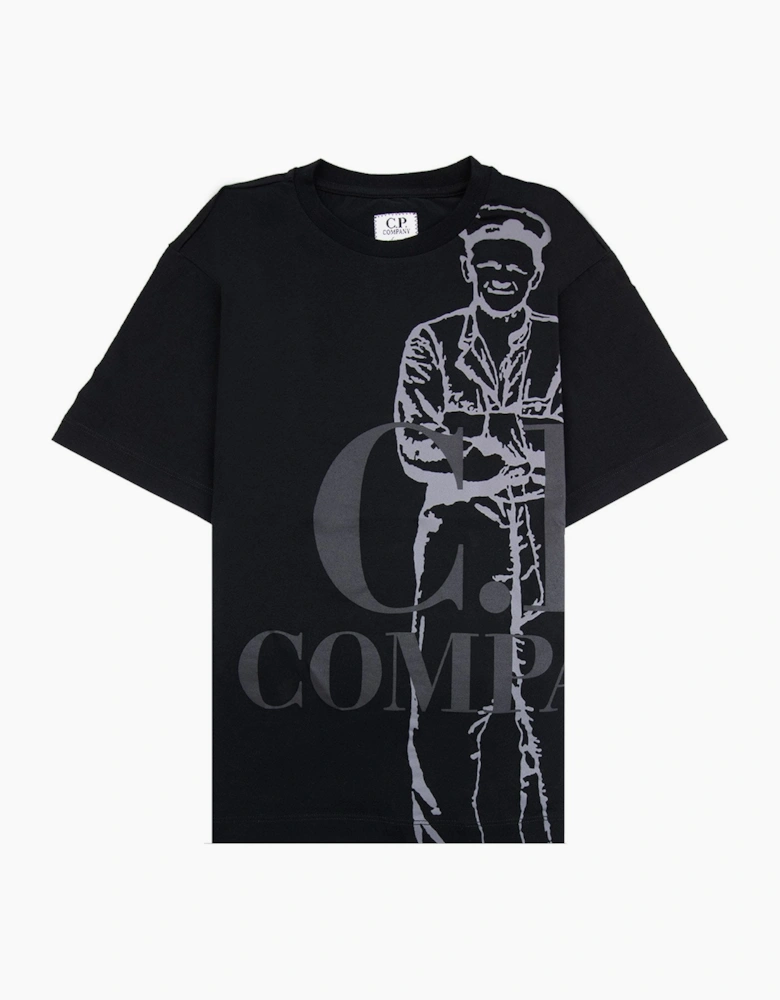 Cp Company Undersixteen 30/1 Maxi Logo T Shirt Black 999
