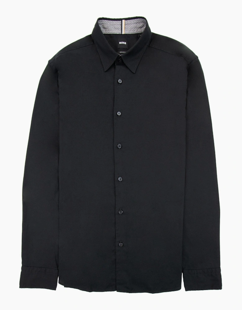 Hugo Boss Regular-fit Shirt In Brushed-cotton Flannel Black 001