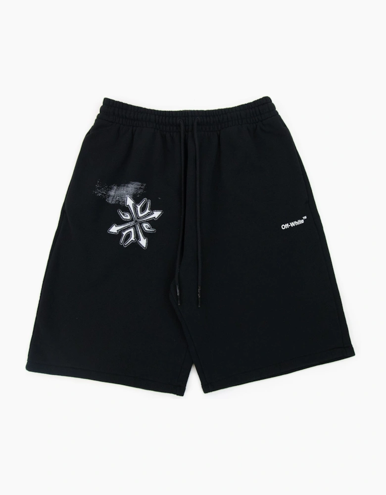 Off White Tribal Type Skate Sweat Shorts Black/white