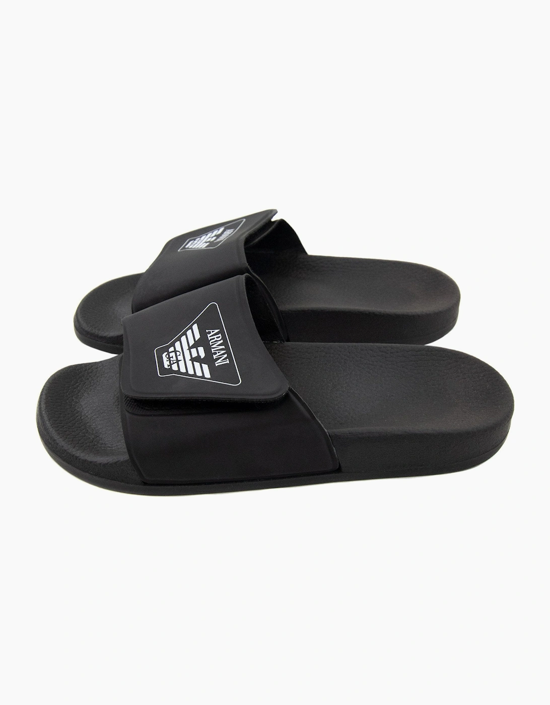 Armani Junior Logo Leather Sliders Black, 4 of 3