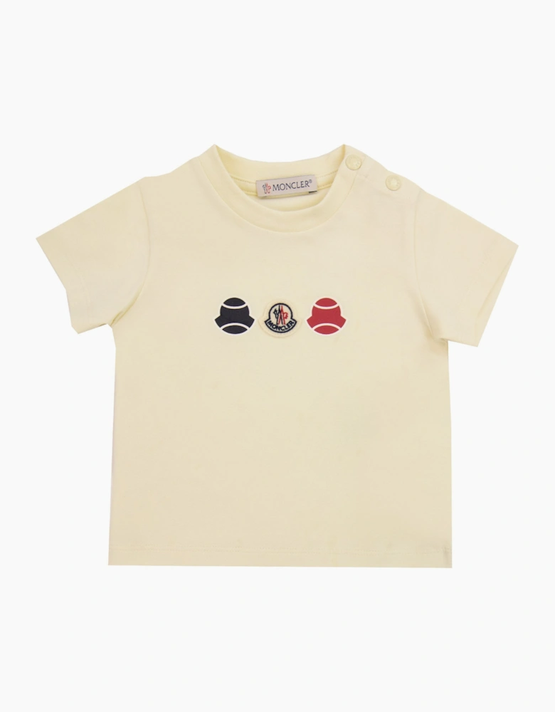 Moncler Junior Tennis Logo T Shirt Off White