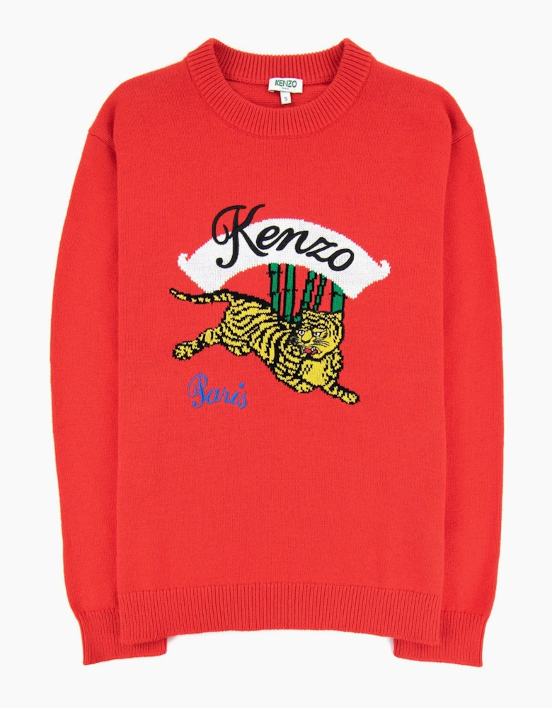 Kenzo Knitted Jumping Tiger Sweat Red