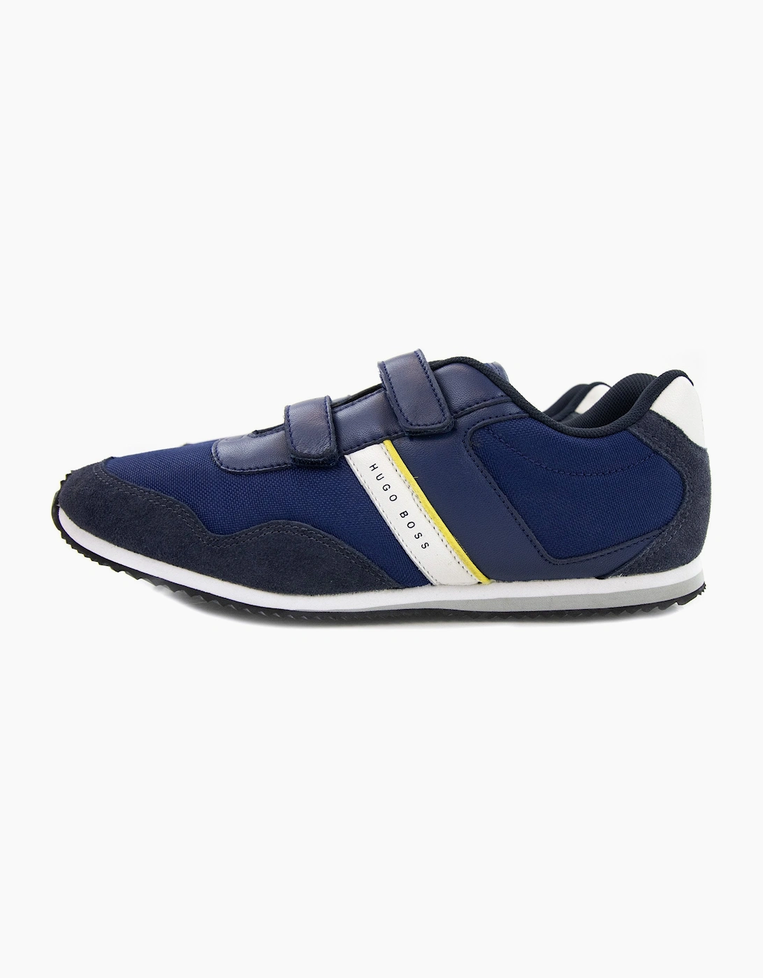 Hugo Boss Kids Double Velcro Strap Fastening Leather Trainer Blue