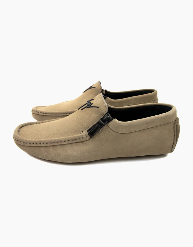 Giuseppe Zanotti Kent Signature Suede Loafers Camel