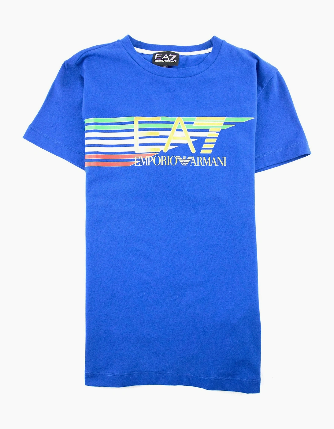 Ea7 Junior Reflective Logo S/s T Shirt Royal Blue