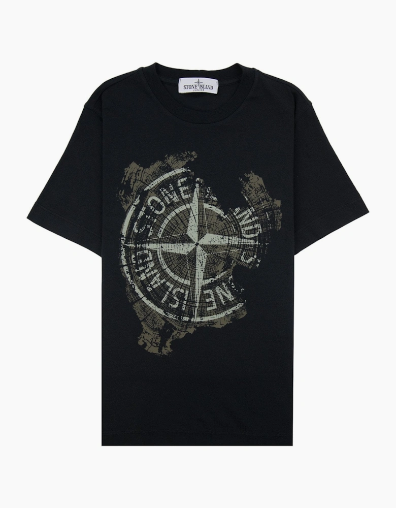 Stone Island Junior 2100010 30/1 Baobab One Print T Shirt Black V0029