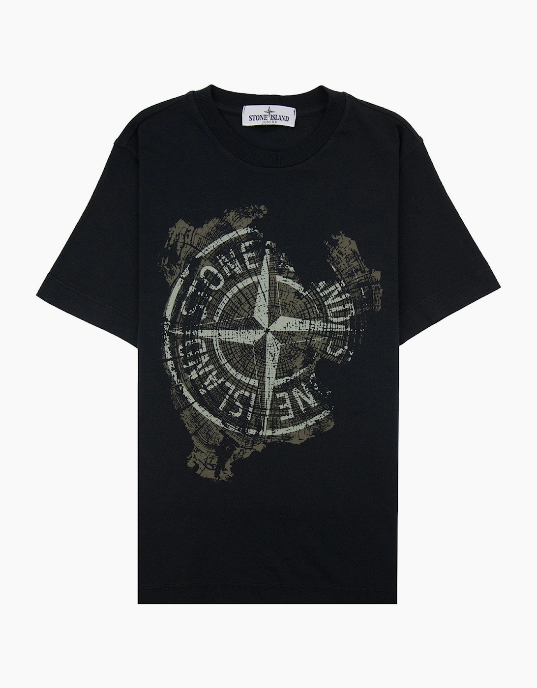 Stone Island Junior 2100010 30/1 Baobab One Print T Shirt Black V0029
