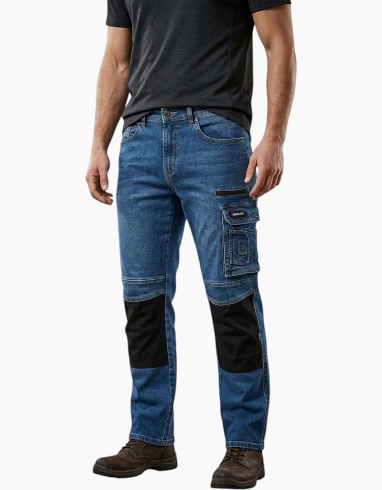 Parkside Mens Cargo Work Trousers Denim Jeans