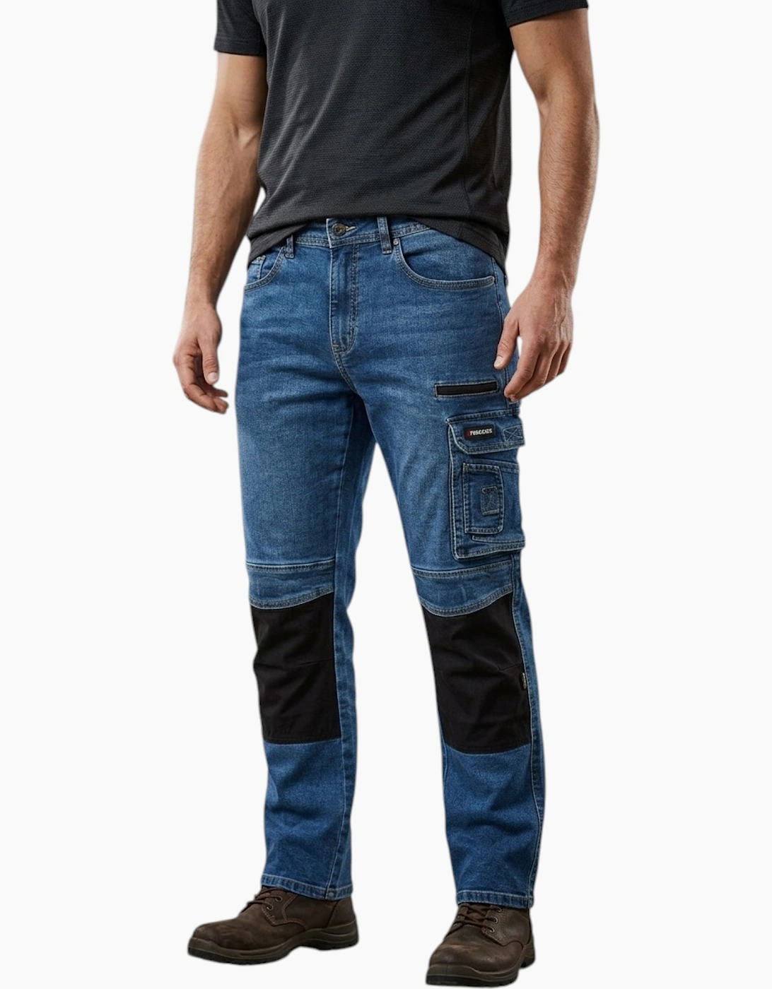 Parkside Mens Cargo Work Trousers Denim Jeans