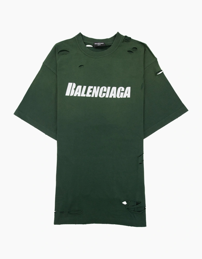Balenciaga Caps Rip T-shirt Green
