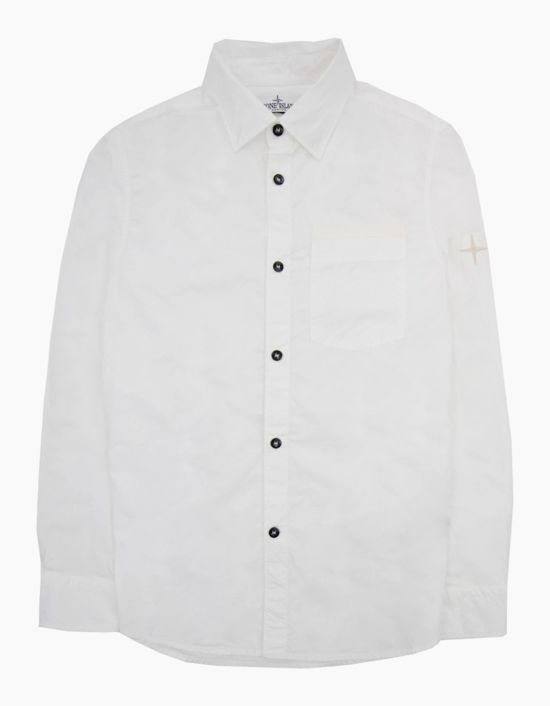 Stone Island Junior Arm Patch Classic Shirt White V0001