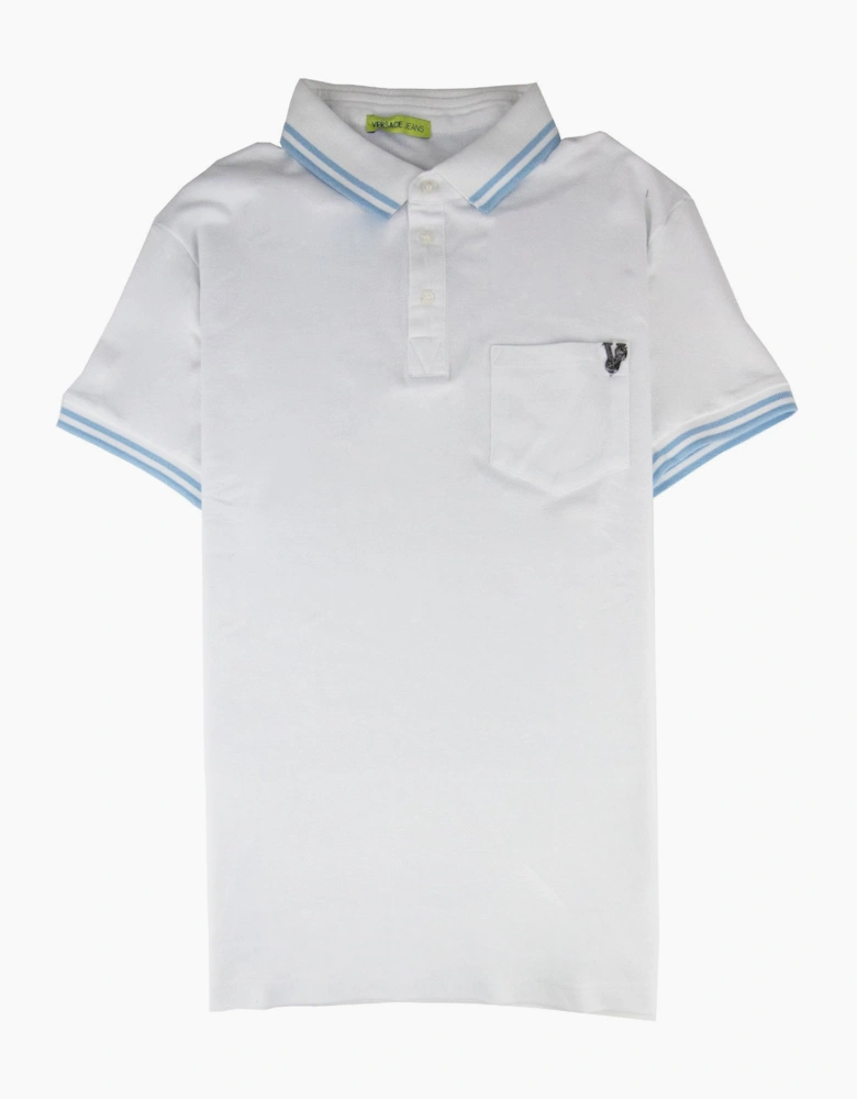 Versace Jeans Piquet Front Pocket Logo S/s Polo White