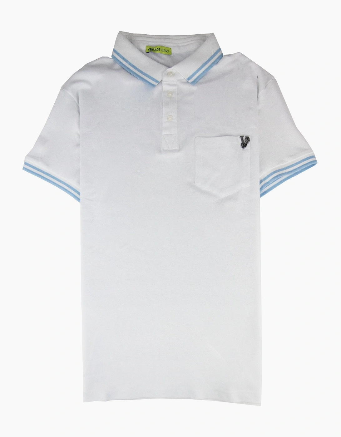 Versace Jeans Piquet Front Pocket Logo S/s Polo White