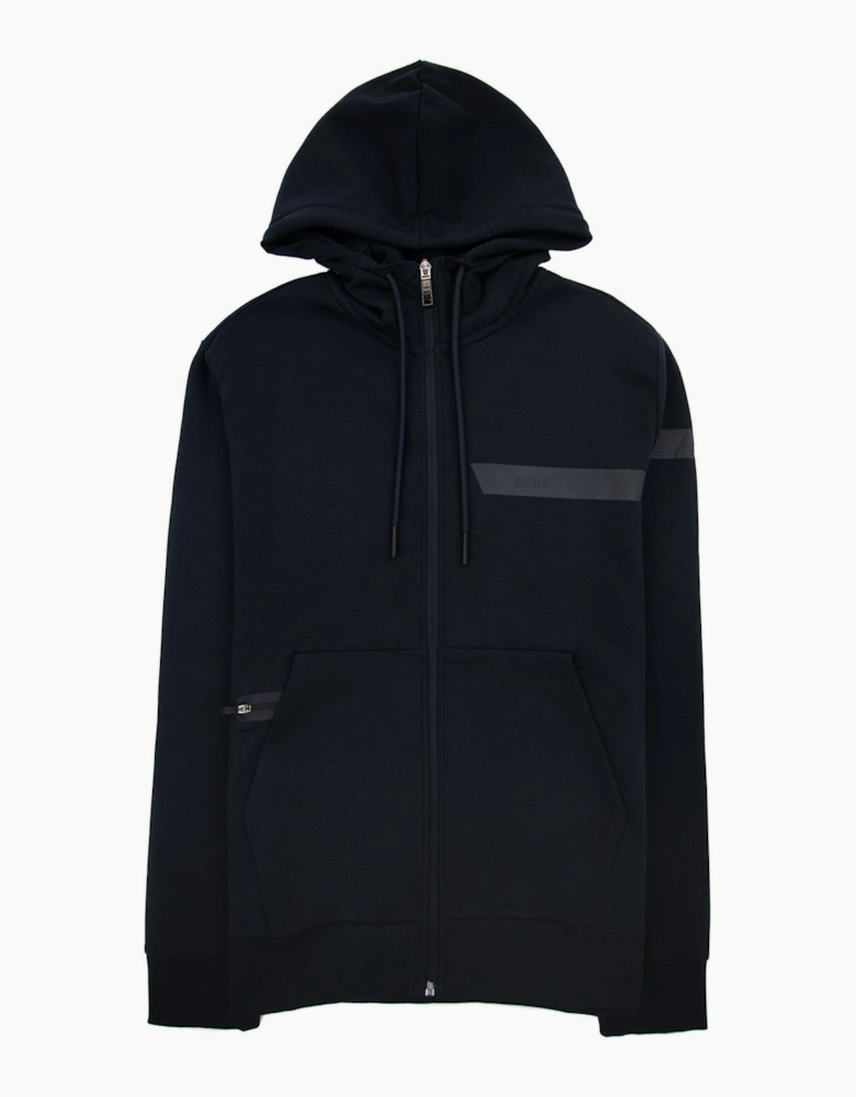 Hugo Boss Saggy 1 Stripe Logo Zip Up Hoody Navy 402