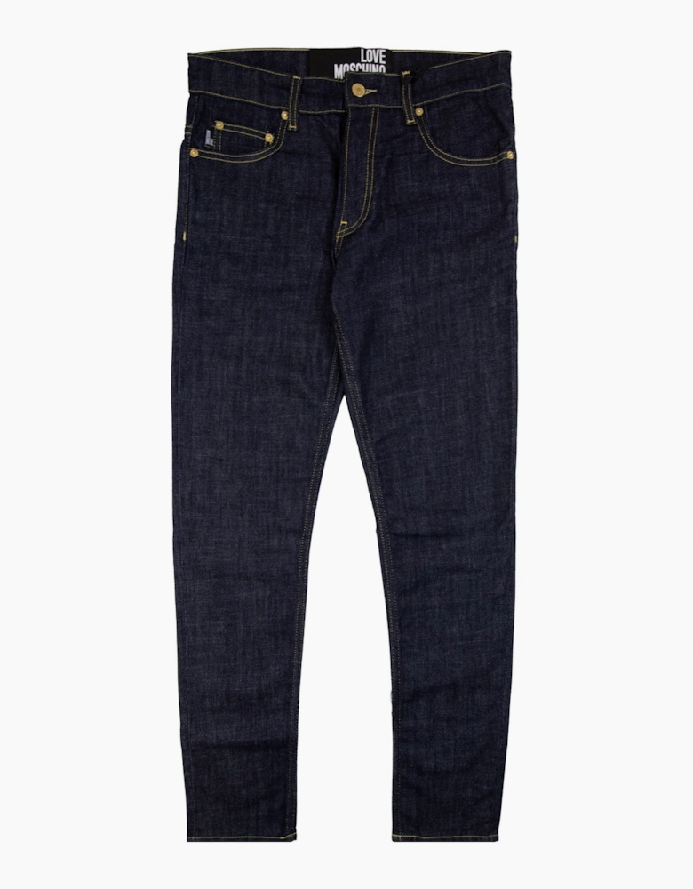 Love Moschino Metal Peace Logo Jeans Dark Blue
