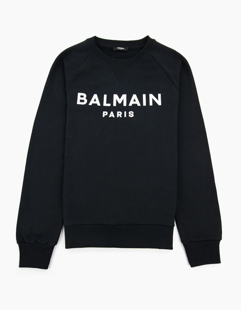 Balmain Foil Logo Sweatshirt Black/Silver Foil Logo