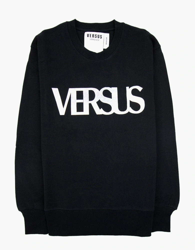 Versace Versus Logo Printed Crew Neck Sweatshirt Black