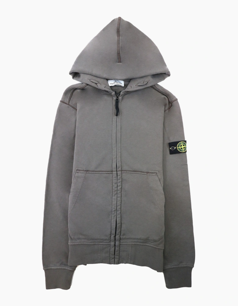 Stone Island Junior 60640 Hooded Zip Up Sweatshirt Khaki V0060