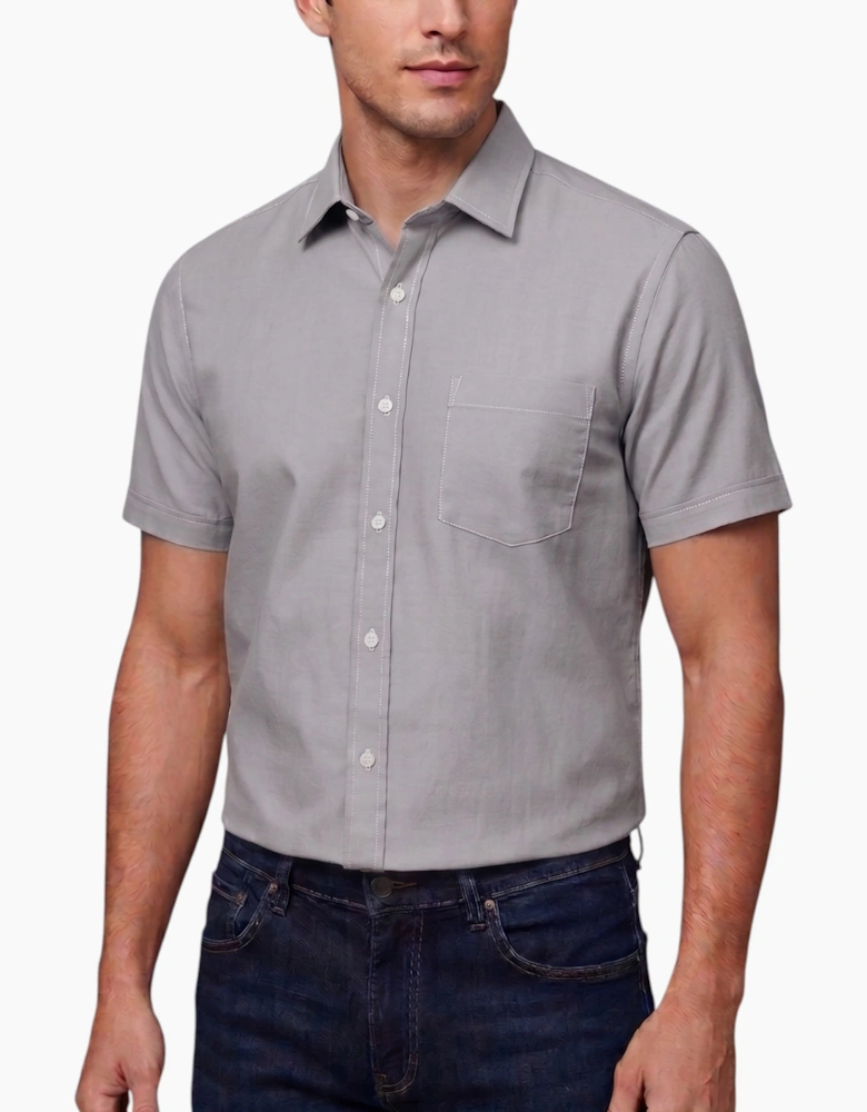 Mens Oxford Shirts Short Sleeve Plain Top Formal Shirt