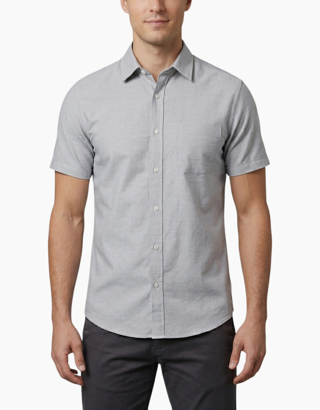 Mens Oxford Shirts Short Sleeve Plain Top Formal Shirt