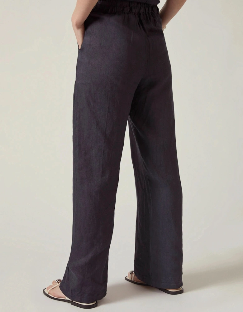 Relaxed Navy Linen Trousers