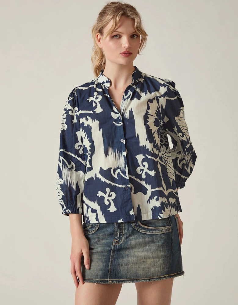 Navy Ornamental Print Shirt