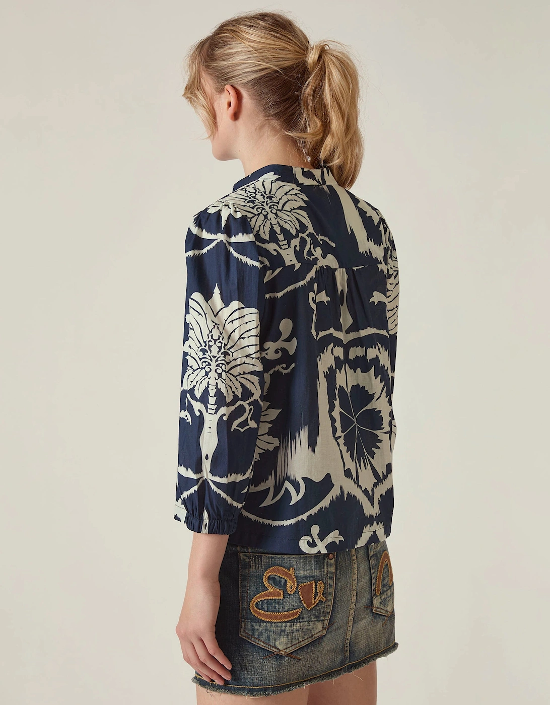Navy Ornamental Print Shirt